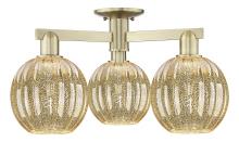 Innovations Lighting 716-3F-AB-G458-7ME - Preston Globe - 3 Light - 6 inch - Antique Brass - Semi-Flush Mount