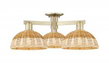 Innovations Lighting 716-3F-AB-NBD2-9-NAT - Bristol Natural II - 3 Light - 27 inch - Antique Brass - Semi-Flush Mount
