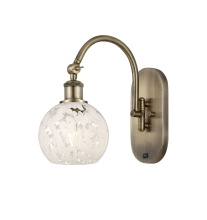 Innovations Lighting 918-1W-AB-G1216-6WM - White Mouchette - 1 Light - 6 inch - Antique Brass - Sconce