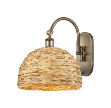 Innovations Lighting 918-1W-AB-RBD-12-NAT - Woven Rattan - 1 Light - 12 inch - Antique Brass - Sconce