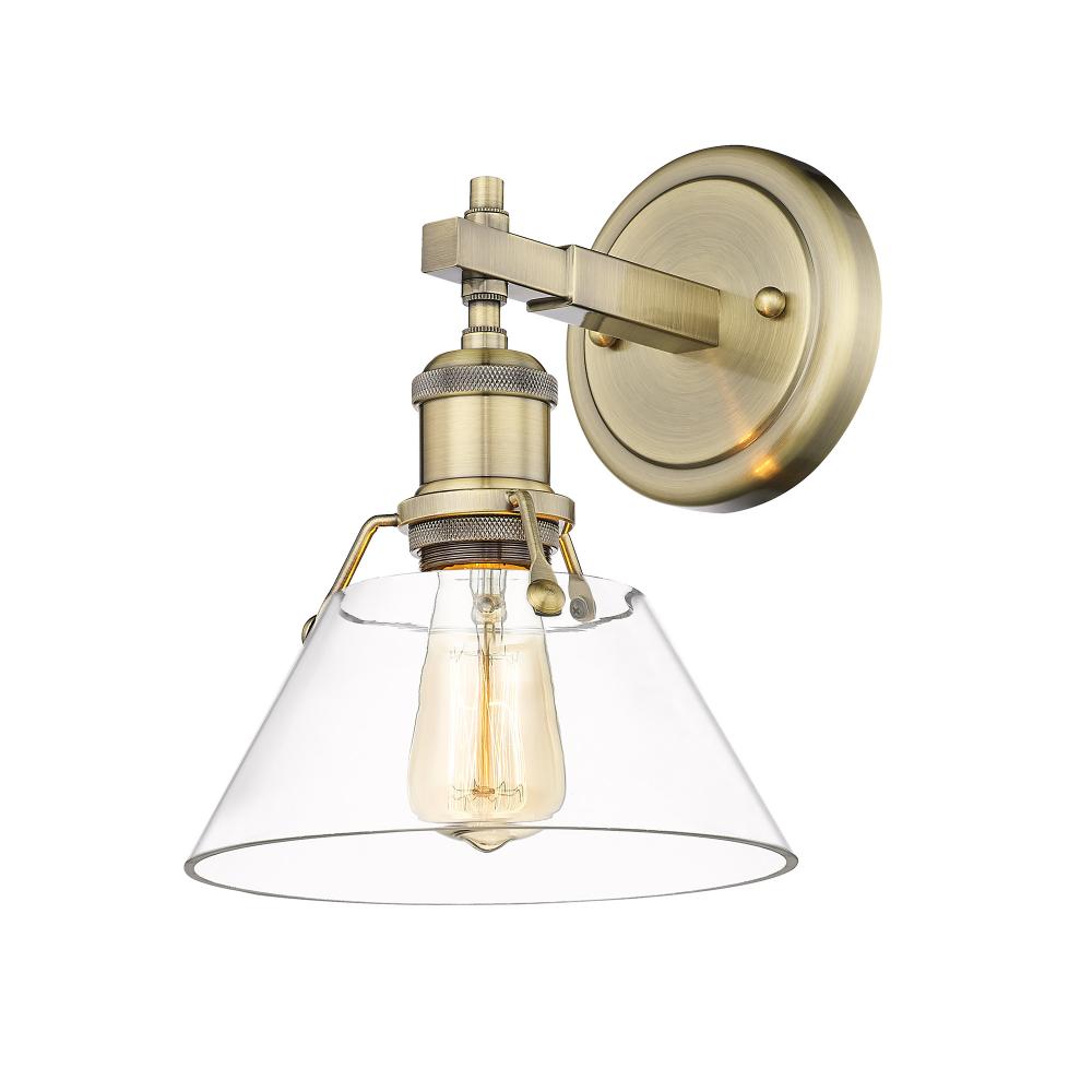 Orwell AB 1 Light Bath Vanity in Aged Brass with Clear Glass