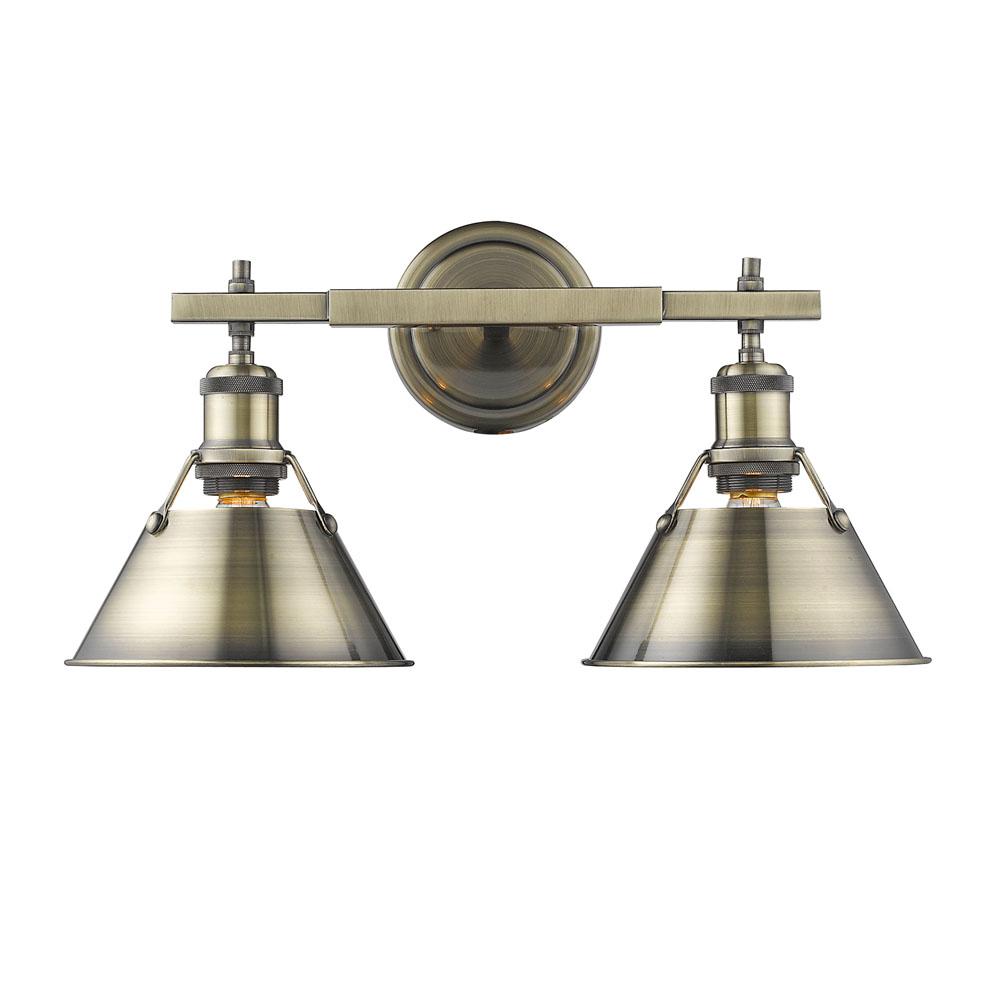Orwell AB 2 Light Bath Vanity in Aged Brass with Aged Brass shades