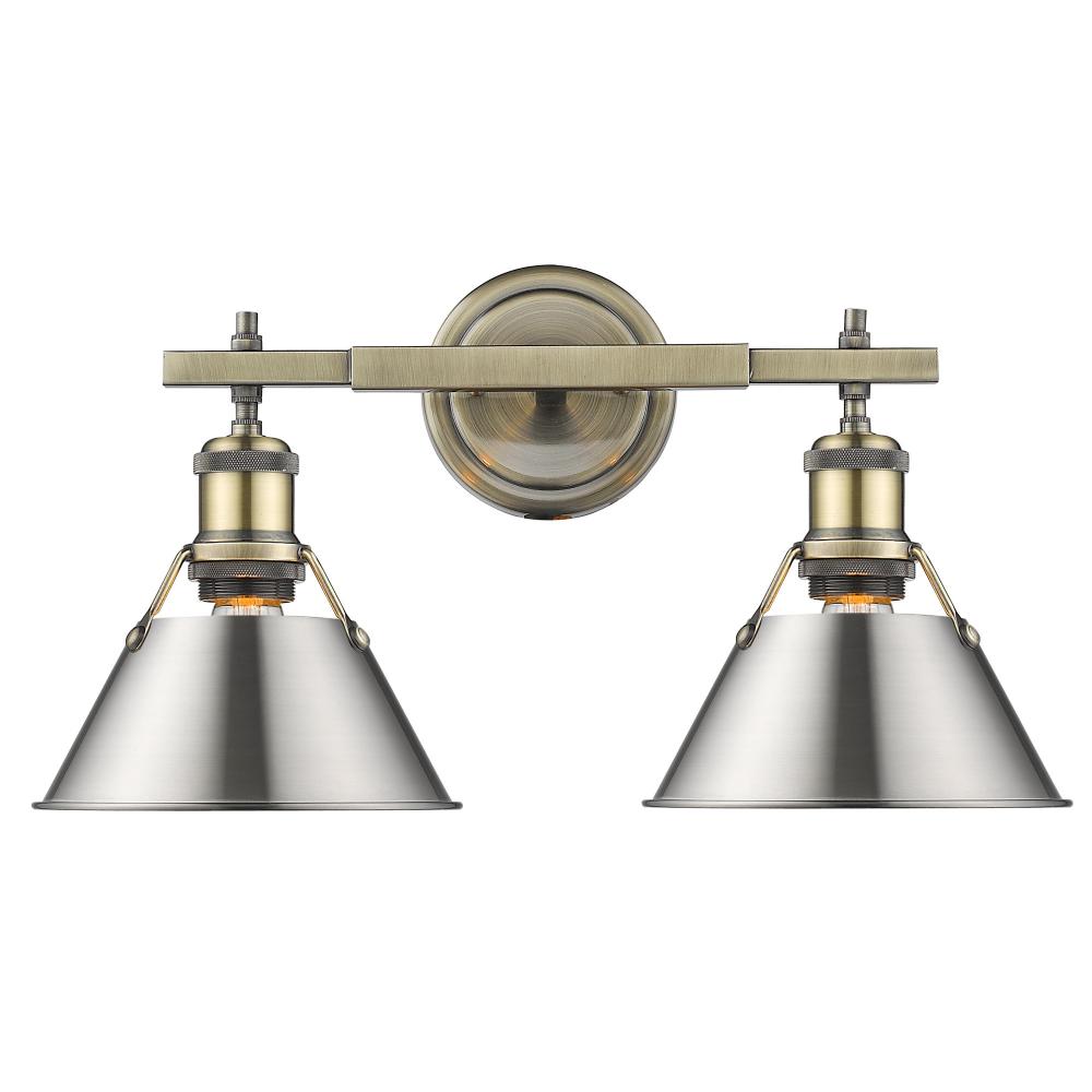 Orwell AB 2 Light Bath Vanity in Aged Brass with Pewter shades