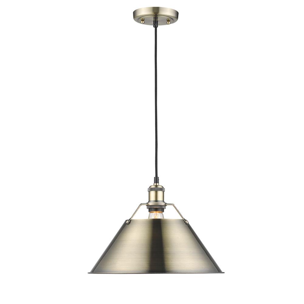 Orwell AB Large Pendant - 14" in Aged Brass with Aged Brass shade