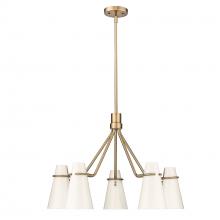 Golden 2122-5 MBS-GE - Reeva 5 Light Chandelier in Modern Brass with Glossy Ecru Shade