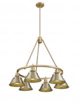 Golden 3306-6 BCB-AB - Orwell BCB 6 Light Chandelier in Brushed Champagne Bronze with Aged Brass shades