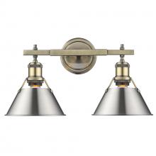 Golden 3306-BA2 AB-PW - Orwell AB 2 Light Bath Vanity in Aged Brass with Pewter shades