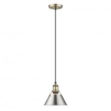 Golden 3306-S AB-PW - Orwell AB Small Pendant - 7" in Aged Brass with Pewter shade
