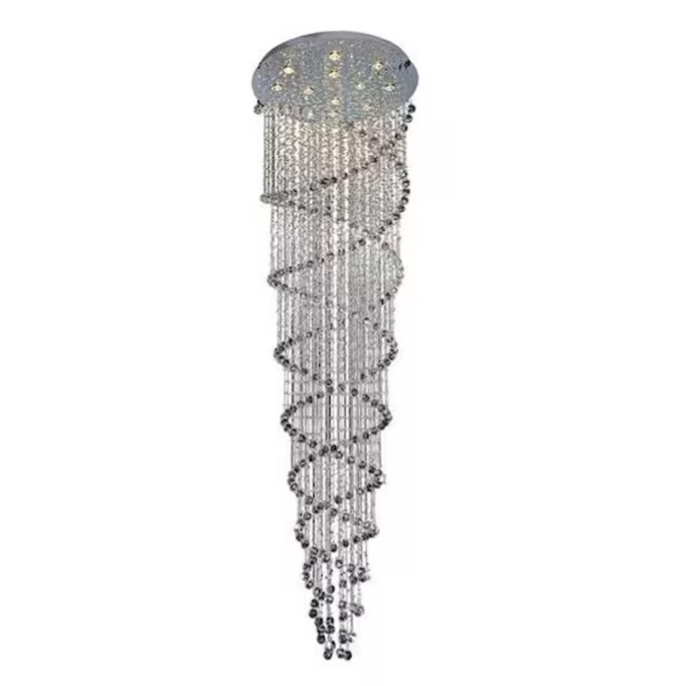 Double Spiral 12 Light 32in Chrome Chandelier