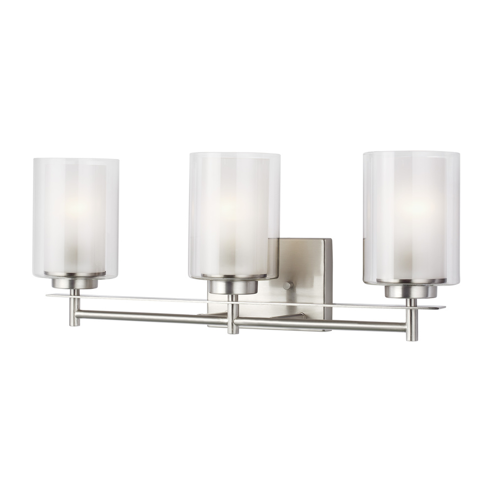 Elmwood Park traditional 3-light indoor dimmable bath vanity wall sconce in brushed nickel silver fi