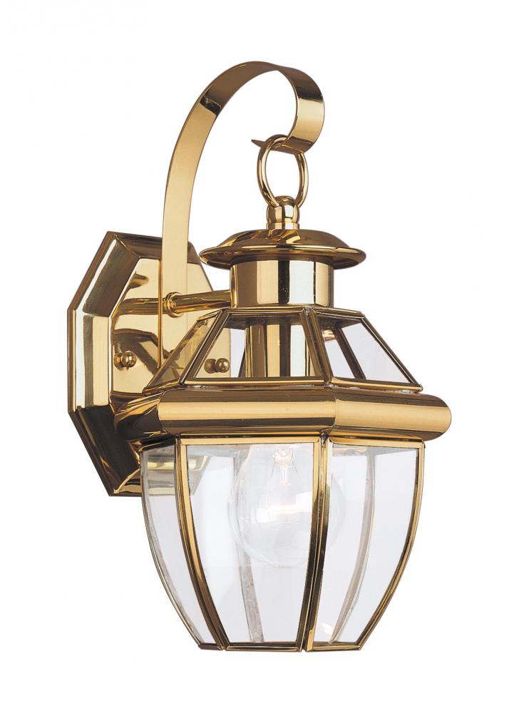 Lancaster traditional 1-light outdoor exterior small wall lantern sconce in polished brass gold fini