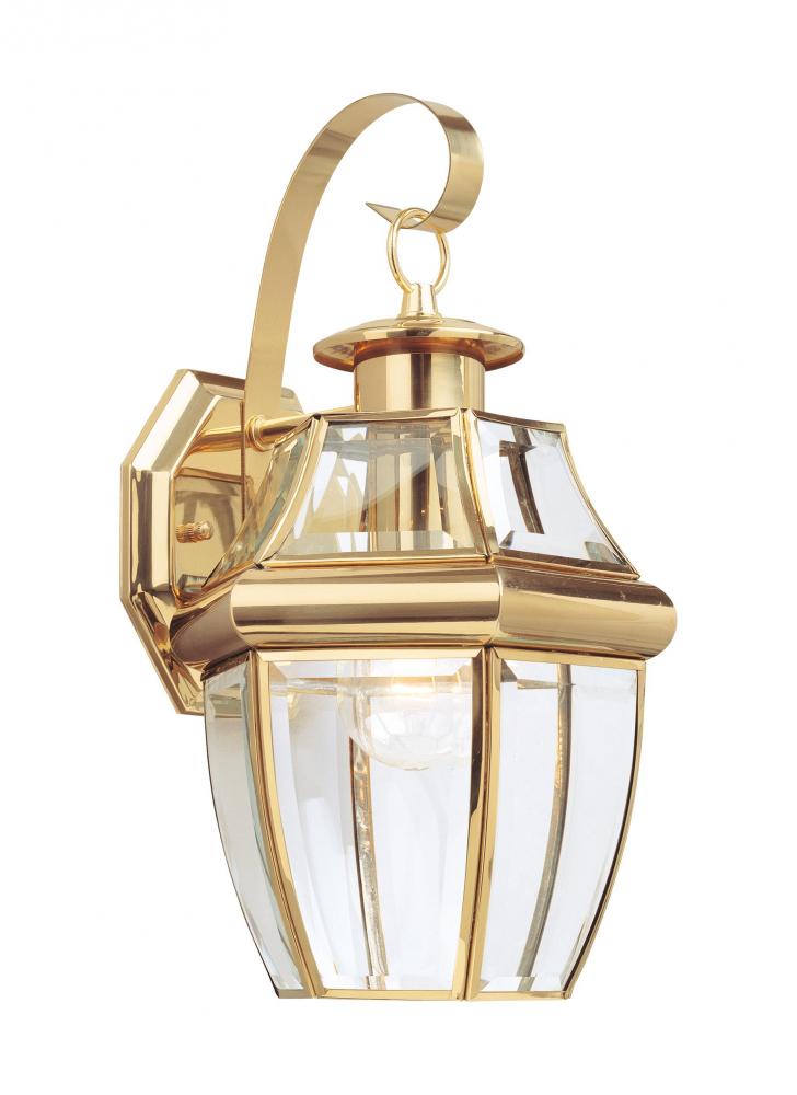 Lancaster traditional 1-light outdoor exterior large wall lantern sconce in polished brass gold fini