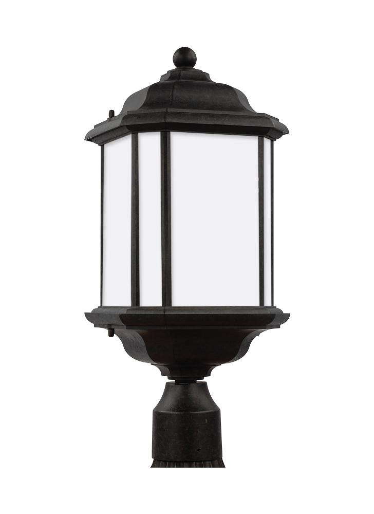 Kent traditional 1-light outdoor exterior post lantern in oxford bronze finish with satin etched gla