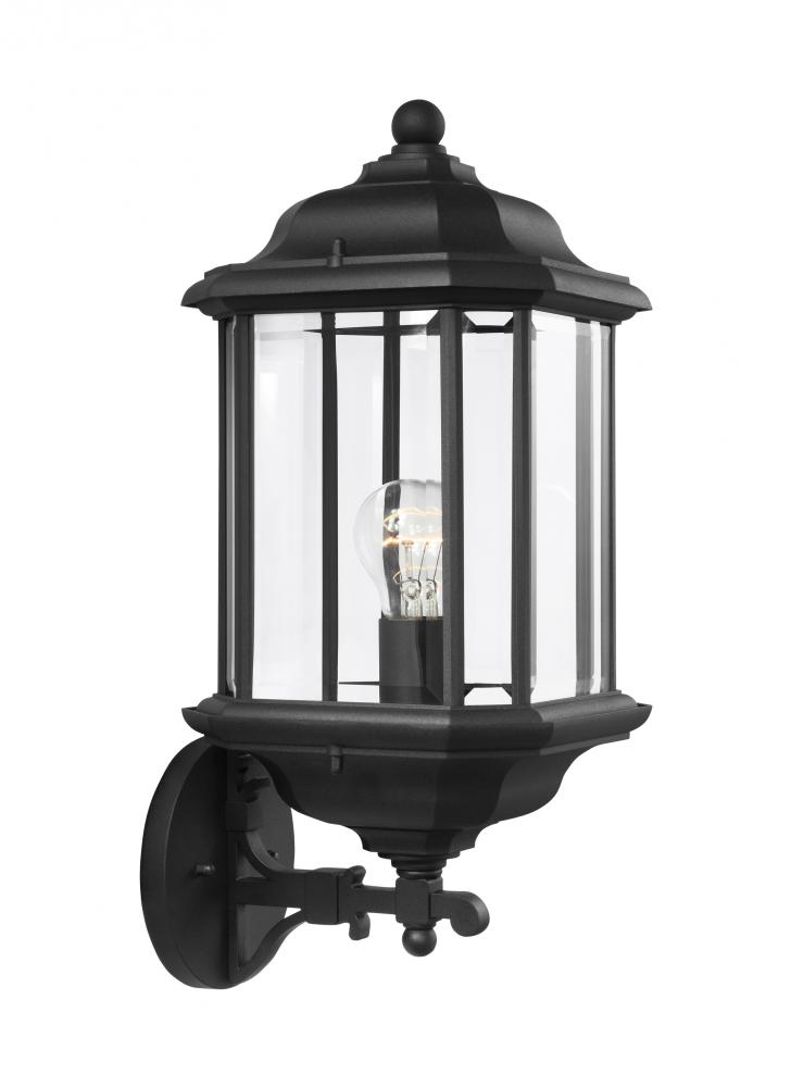 Kent traditional 1-light outdoor exterior large uplight wall lantern sconce in black finish with cle