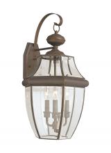 Generation Lighting 8040-71 - Lancaster traditional 3-light outdoor exterior wall lantern sconce in antique bronze finish with cle