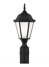 Generation Lighting 82941-12 - Bakersville traditional 1-light outdoor exterior post lantern in black finish with satin etched glas