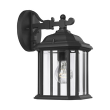 Generation Lighting 84029-12 - Kent traditional 1-light outdoor exterior small wall lantern sconce in black finish with clear bevel