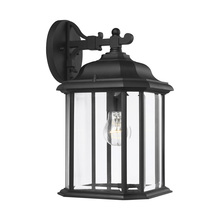 Generation Lighting 84031-12 - Kent traditional 1-light outdoor exterior large wall lantern sconce in black finish with clear bevel