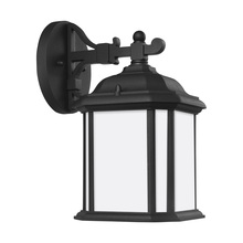 Generation Lighting 84529-12 - Kent traditional 1-light outdoor exterior small wall lantern sconce in black finish with satin etche