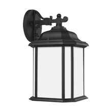 Generation Lighting 84531-12 - Kent traditional 1-light outdoor exterior large wall lantern sconce in black finish with satin etche