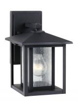 Generation Lighting 88025-12 - Hunnington contemporary 1-light outdoor exterior small wall lantern in black finish with clear seede