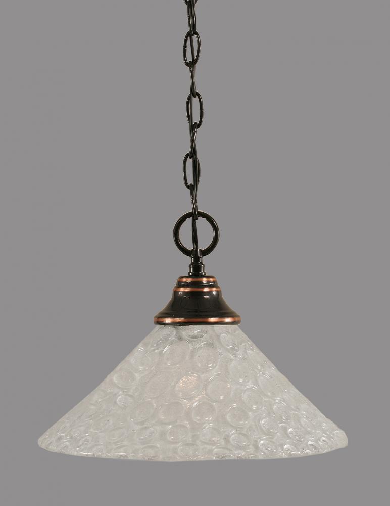 One Light Black Copper Italian Bubble Glass Down Pendant