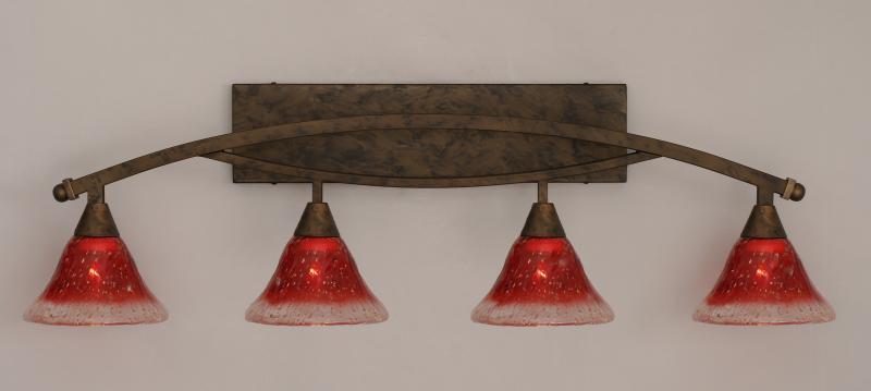 Four Light Bronze Raspberry Crystal Glass Vanity