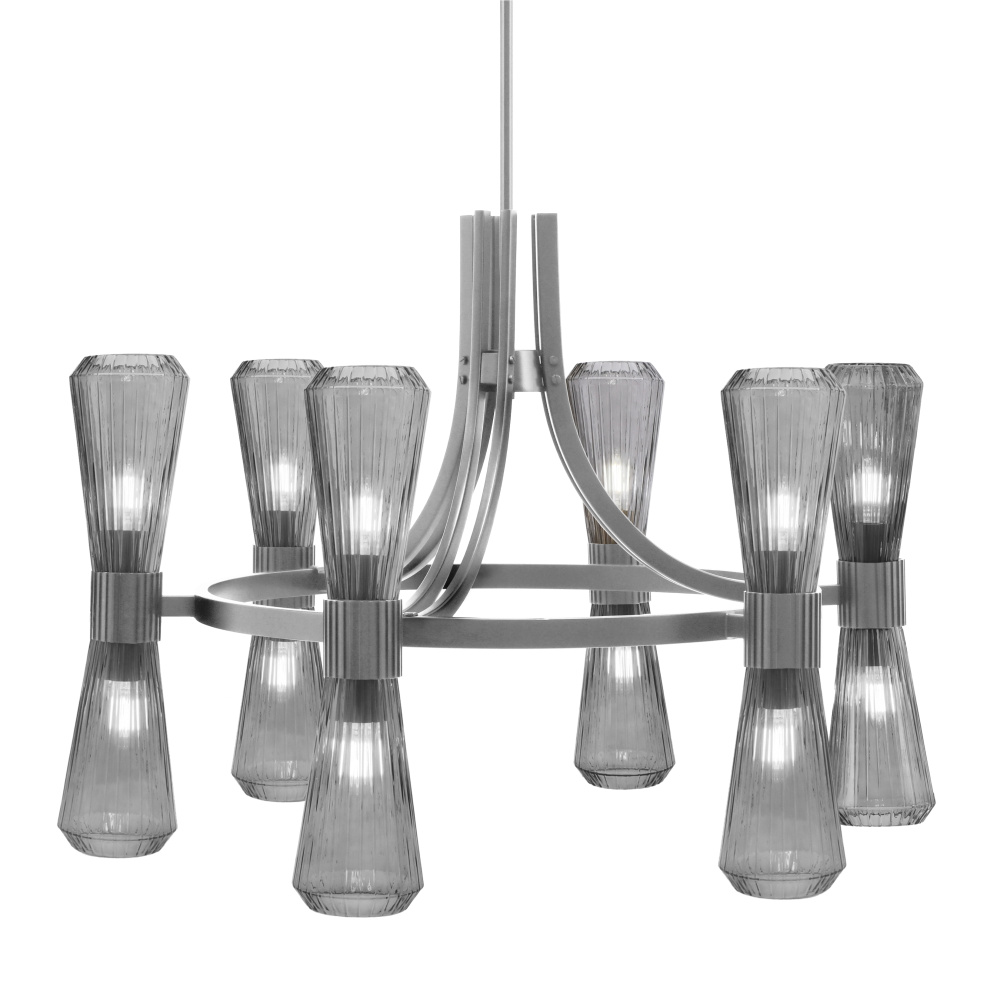 Everleigh 12 Light Chandelier Shown in Graphite Finish with 4" Smoke Glass