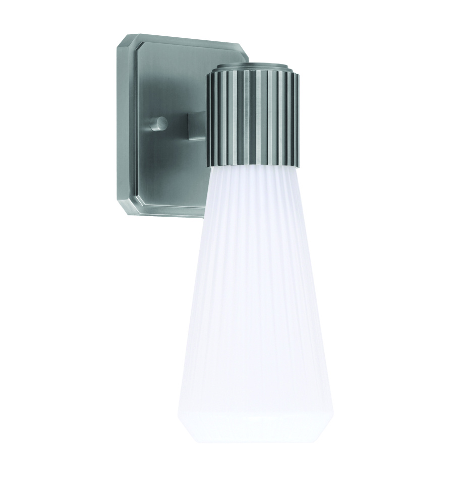 Everleigh Wall Sconce Shown in Graphite Finish with 4" White Glass