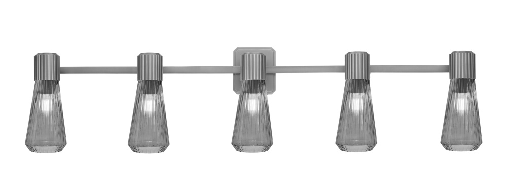 Everleigh 5 Light Bath Bar Shown in Graphite Finish with 4" Smoke Glass