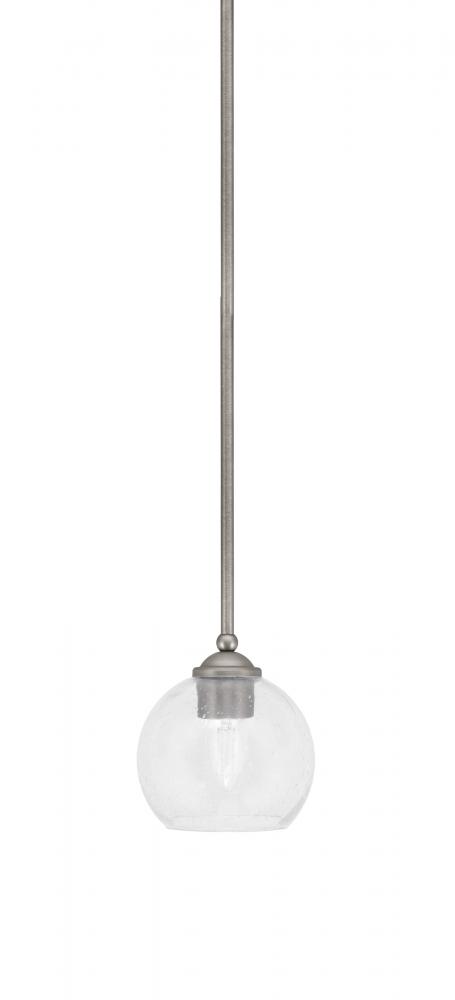 Zilo Stem Mini Pendant, Graphite Finish, 5.75" Clear Bubble Glass