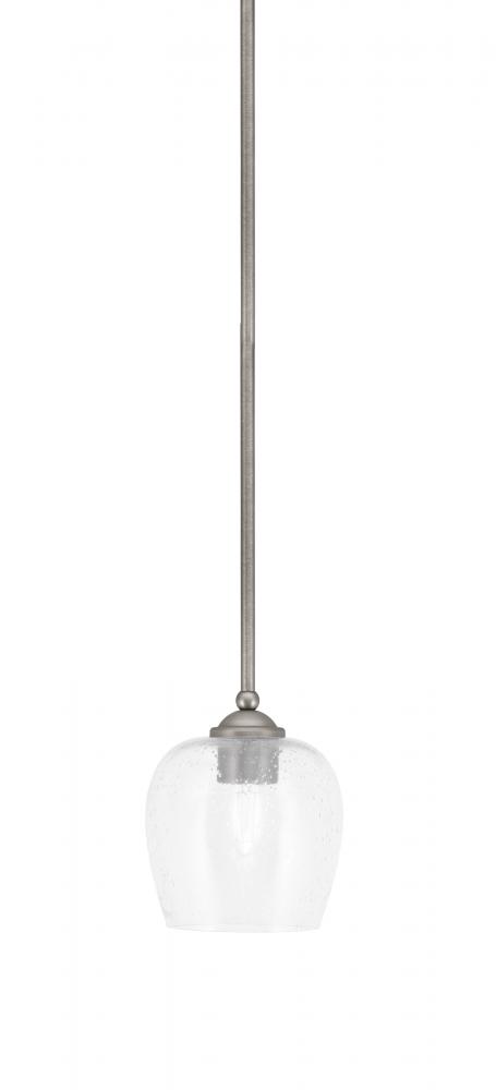 Zilo Stem Mini Pendant, Graphite Finish, 6" Clear Bubble Glass