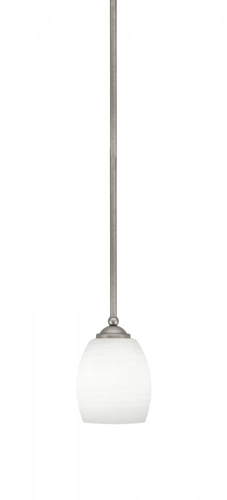 Zilo Stem Mini Pendant, Graphite Finish, 5" White Linen Glass