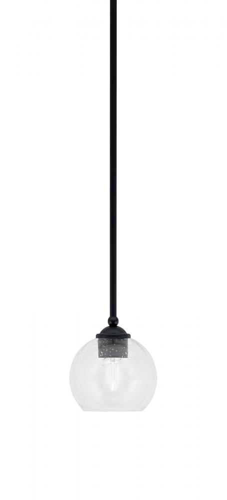 Zilo Stem Mini Pendant, Matte Black Finish, 5.75" Clear Bubble Glass