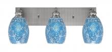 Toltec Company 1163-BN-5055 - Edge 3 Light Bath Bar, Brushed Nickel Finish, 5" Turquoise Fusion Glass