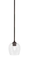 Toltec Company 560-DG-4810 - Zilo Stem Hung Mini Pendant, Dark Granite Finish, 6" Clear Bubble Glass