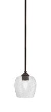 Toltec Company 560-DG-4812 - Zilo Stem Hung Mini Pendant, Dark Granite Finish, 6" Smoke Bubble Glass