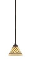 Toltec Company 560-DG-7185 - Zilo Stem Hung Mini Pendant, Dark Granite Finish, 7" Chocolate Icing Glass