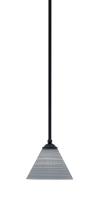 Toltec Company 560-MB-4052 - Zilo Stem Mini Pendant, Matte Black Finish, 7" Gray Matrix Glass