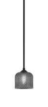 Toltec Company 560-MB-4612 - Zilo Stem Mini Pendant, Matte Black Finish, 6" Smoke Textured Glass