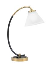 Toltec Company 57-MBNAB-312 - Desk Lamp, Matte Black & New Age Brass Finish, 7" White Muslin Glass