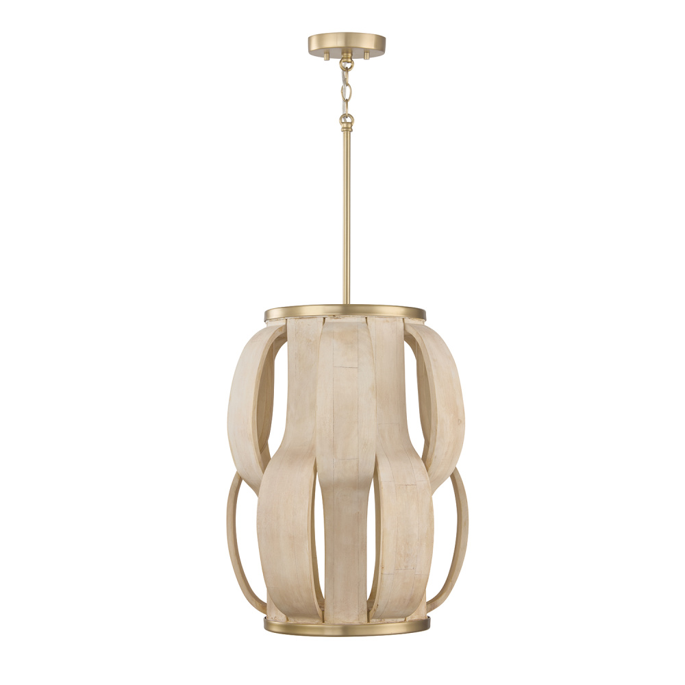 16" W x 21.25" H 1-Light Handcrafted Cylindrical Pendant in Matte Brass