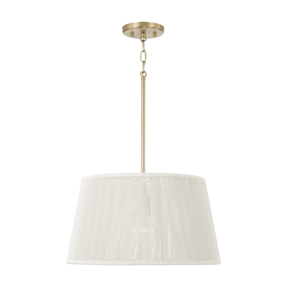 17.75" W x 10" H 1-Light Handcrafted Pendant in Matte Brass with Hand-wrapped Bleached Natur
