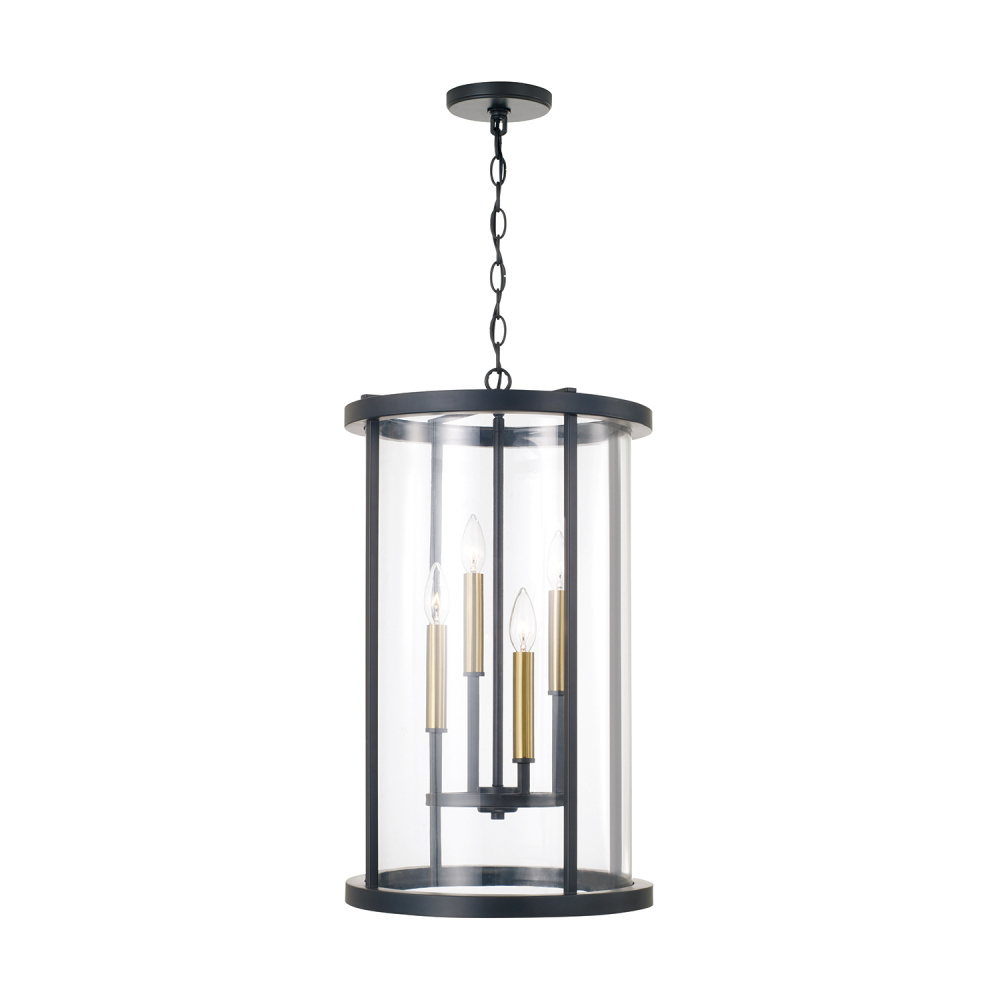 14.75" W x 25.25" H 5-Light Pendant in Matte Espresso with Clear Glass