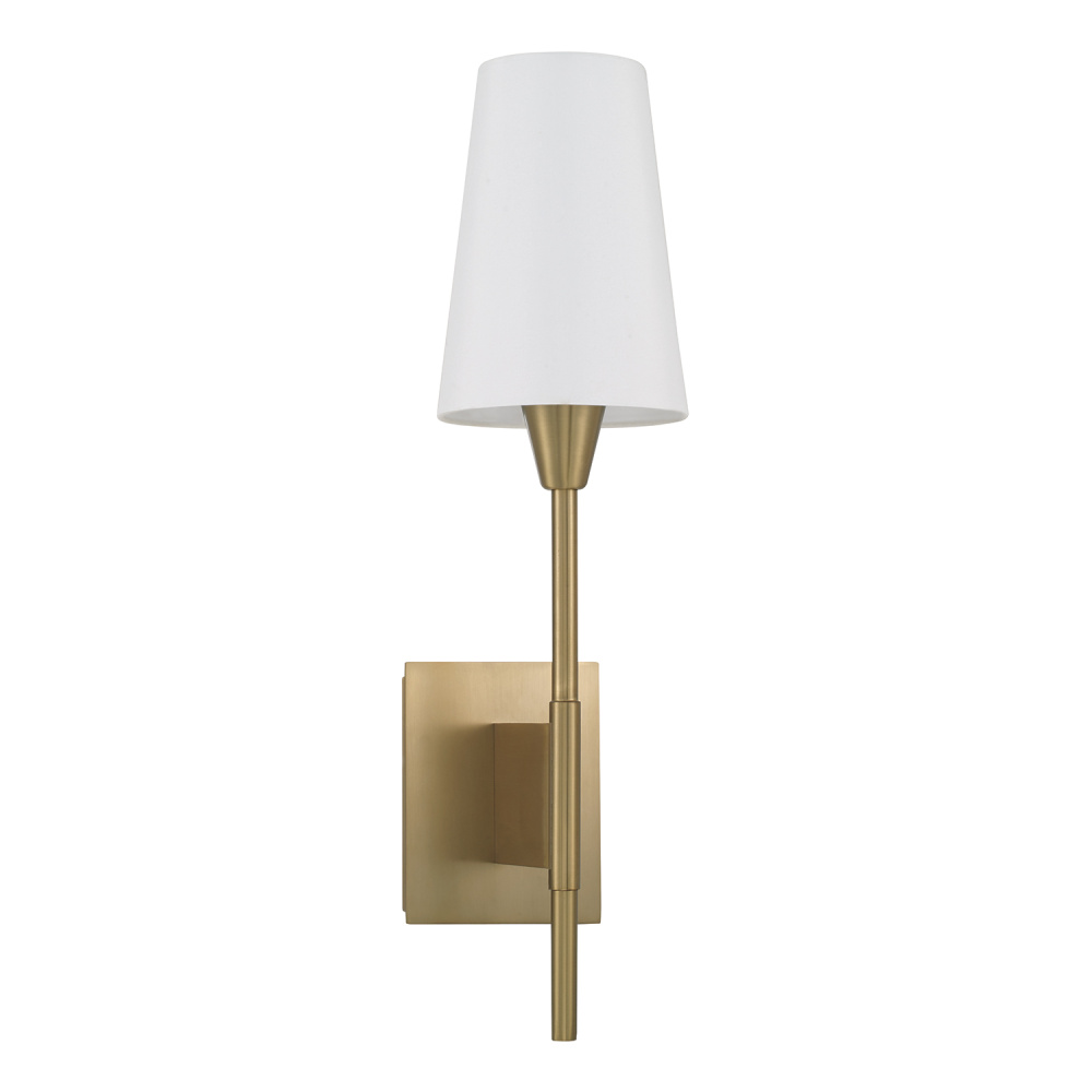 6" W x 23" H 1-Light Wallchiere Sconce in Aged Brass with White Fabric Shade