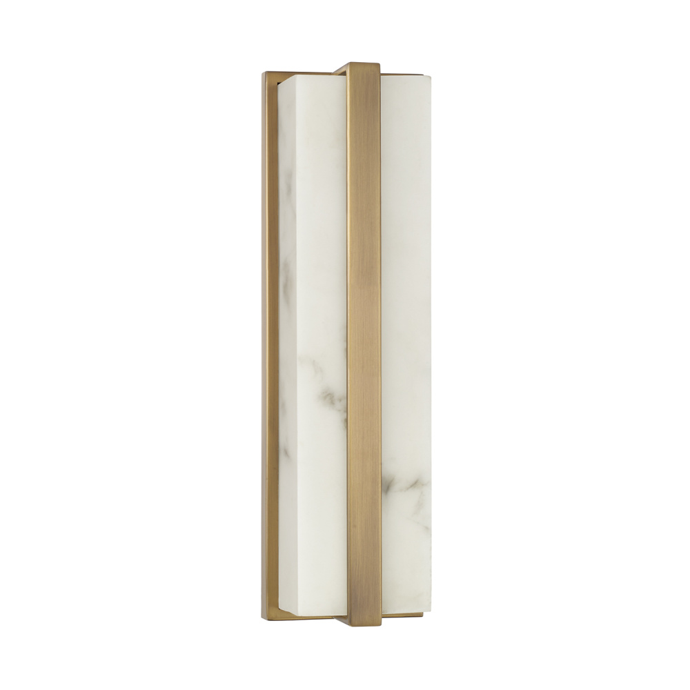 4.75" W x 16" H ADA Integrated LED Vanity Bath Bar in Aged Brass with Alabaster Glass