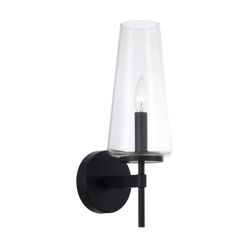 5" W x 15.75" H Wallchiere Sconce in Matte Black with Clear Glass