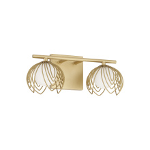 Capital 162121GF - 14" W x 6.25" H 2-Light Vanity in Buffed Gold with Bent Wire Petals and Soft White Glass Glo