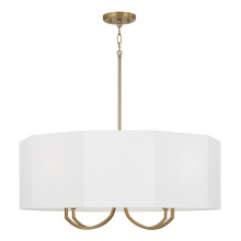 Capital 459541AD - 29.5" W x 13.5" H Drum Chandelier in Aged Brass with Octagonal White Fabric Shade