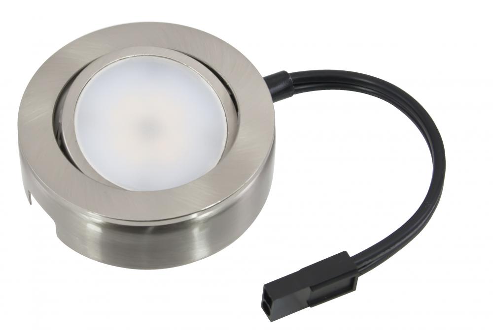 MVP LED Puck Light, 120 Volts, 4.3 Watts, 235 Lumens, Nickel, Single Puck Kit with Roll Switch